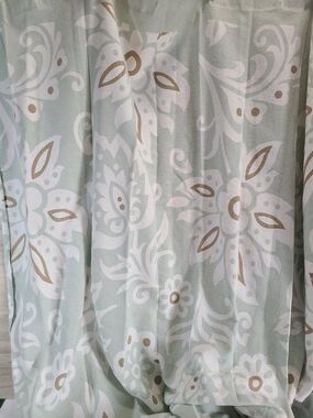 Max Studio Home Floral Shower Bath Curtain Sage Green White Botanical Cotton